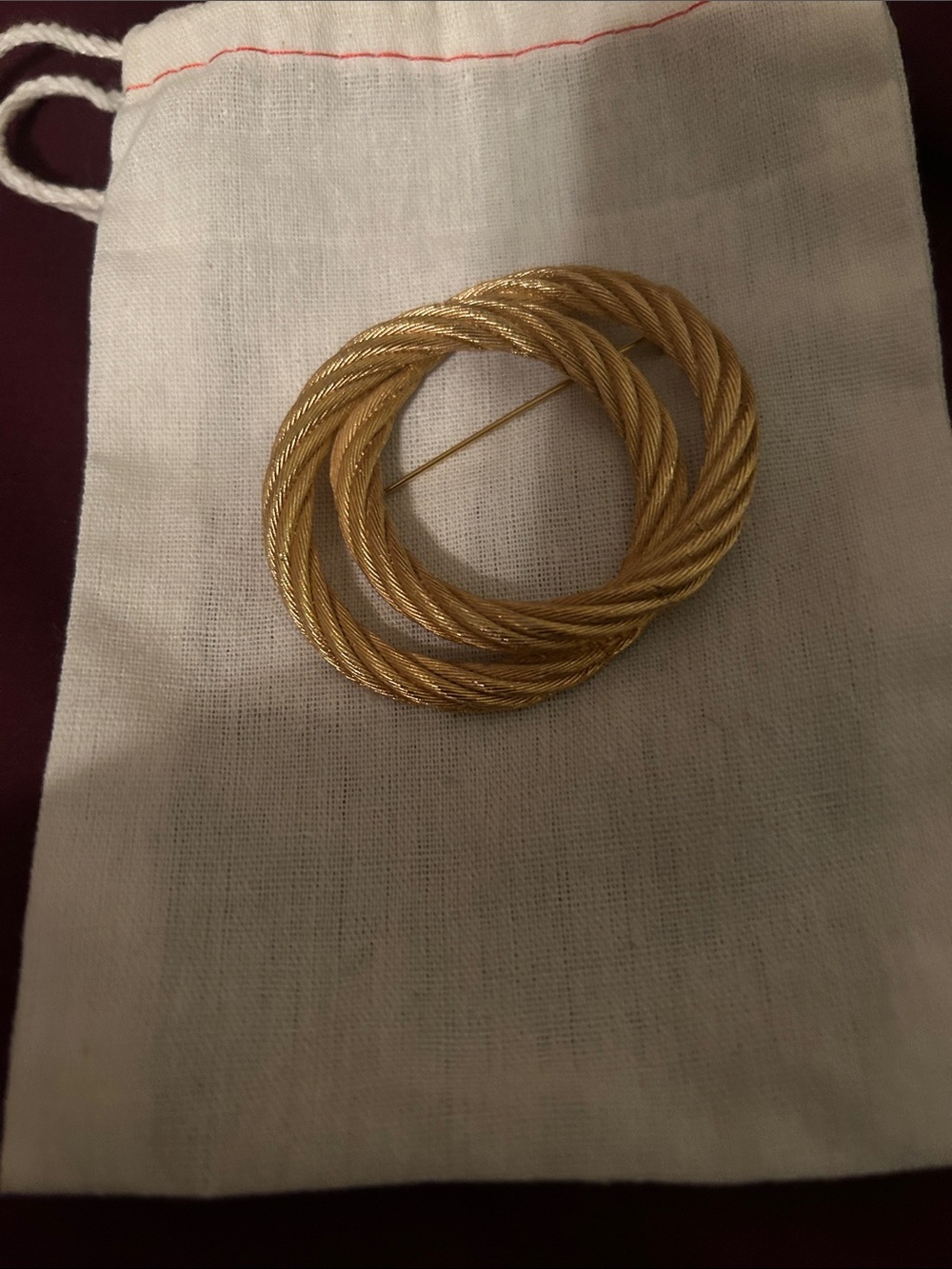 Dior Gold Twisted Rope Circle Brooch